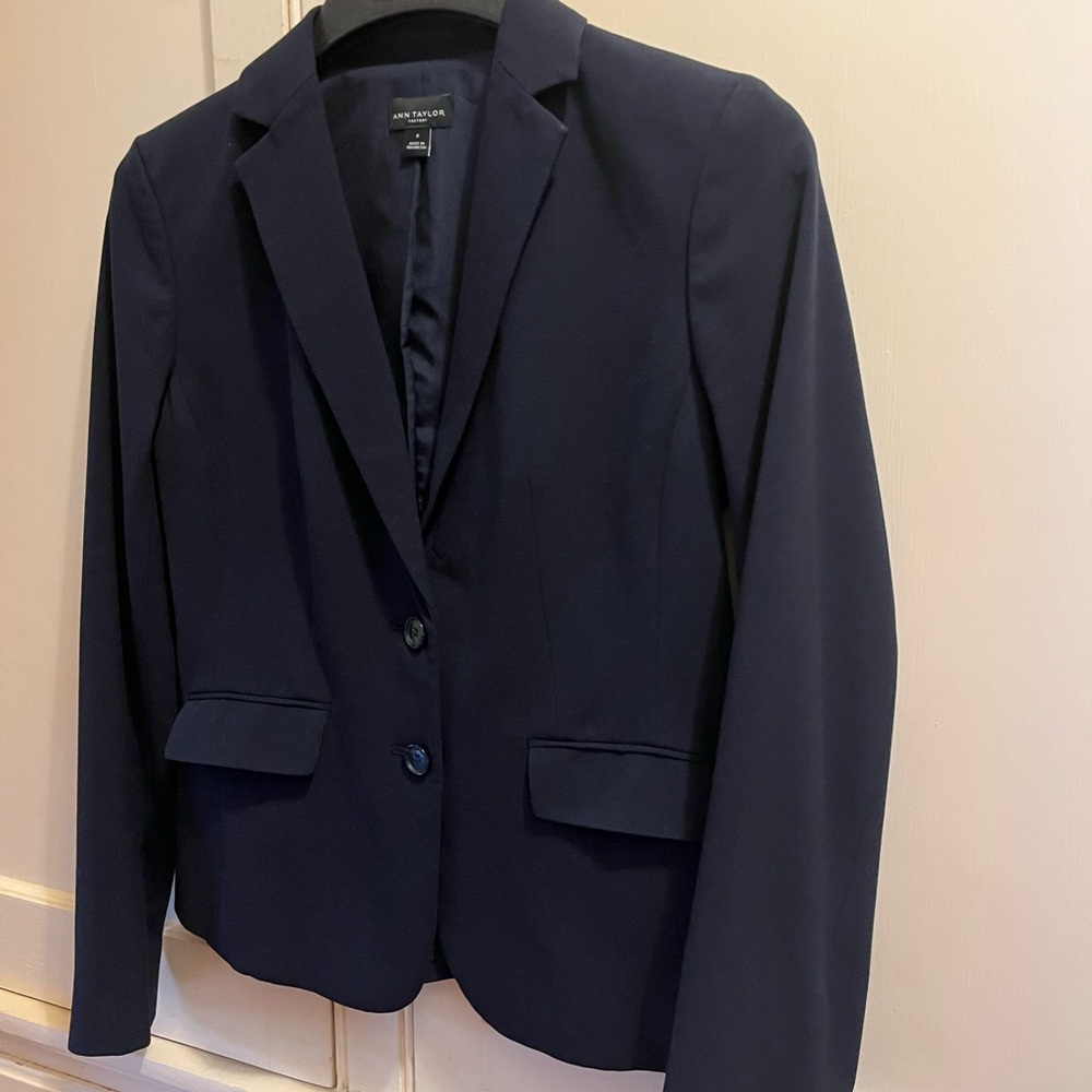 Ann Taylor Blue Blazer Tailored Suit Jacket